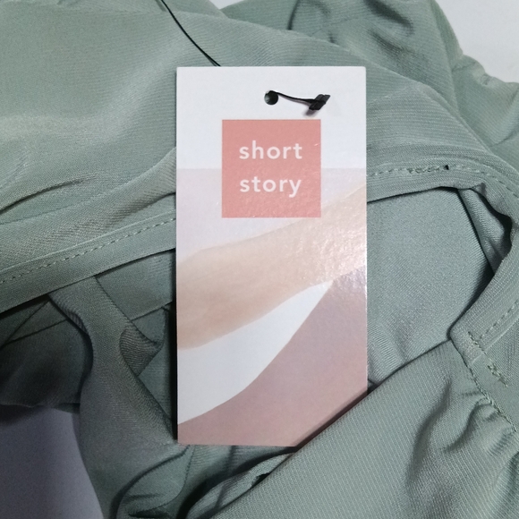 NWT Mynta Elegant Blouson Blouse in Light Green Women's S Petite Faux Wrap Top - Picture 9 of 10